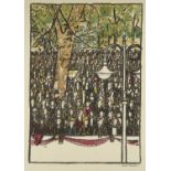 Robert Buhler RA, British 1916-1989 A Crowd of People; lithograph in colours on wove, signed in