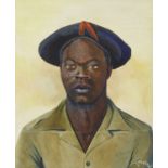 Jean Billon, French, early-mid 20th century- 'Bokoye', Portrait of an African Soldier; gouache on