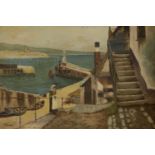 S Firman, British, early 20th century- Penzance from Newlyn Harbour; oil on canvas, signed,