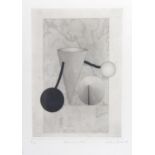 Anthony Burke, British, late 20th/early 21st century- Balancing Man; etching, signed, titled,