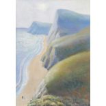 Christopher Gage Jacobs, British 1907-2004- The Golden Cap, Dorset; oil on canvas board, signed