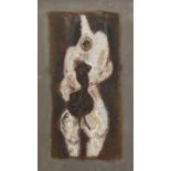 Paul Dufau, French 1897-1989- The Clown; mixed media relief, signed on integrated grey mount, 20.