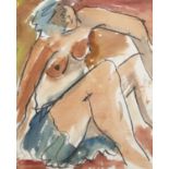 David Garland, British b.1941-Nude; watercolour with charcoal, signed and dated '87 in pencil,