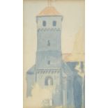 Henri Gaudier-Brzeska, French 1891-1915- Towers, Germany; watercolour on paper, a pair, each 20x12.