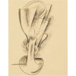 Otto Gutfreund, Czechoslovakian, 1889-1927- Still life with glass; charcoal on headed paper,