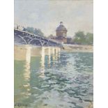 Ernest Jules Renoux, French 1863-1932- Les Pont des Arts; oil on board, signed lower left, bears