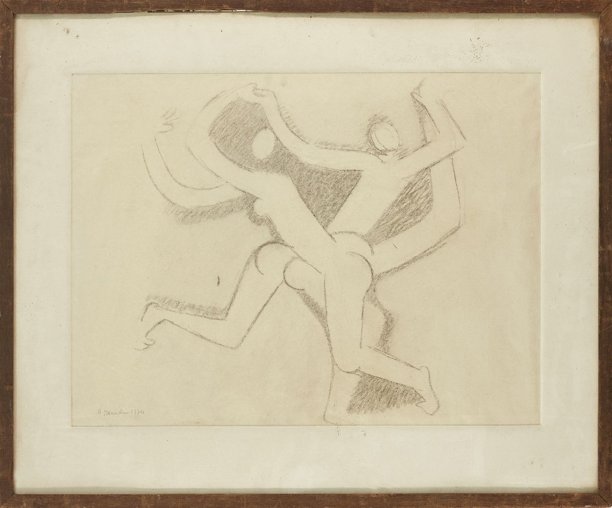 André Beaudin, French 1895-1979- Composition of Figures, 1934; charcoal, signed and dated 1934 lower - Image 4 of 4