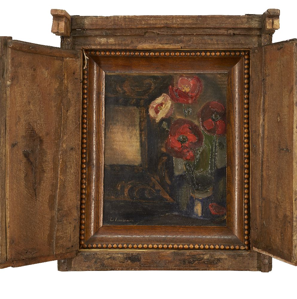 Henri Le Fauconnier, French 1881-1946- Still life with poppies in a vase and a picture frame, - Image 2 of 4