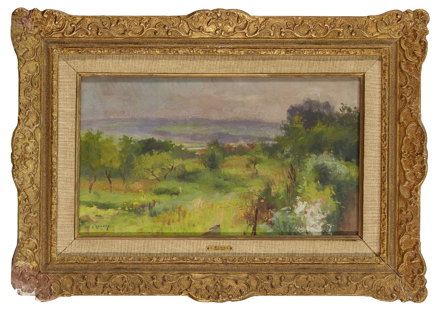 Ernest Jules Renoux, French 1863-1932- Paysage, Romney; oil on canvas, signed lower left, bears - Image 2 of 3