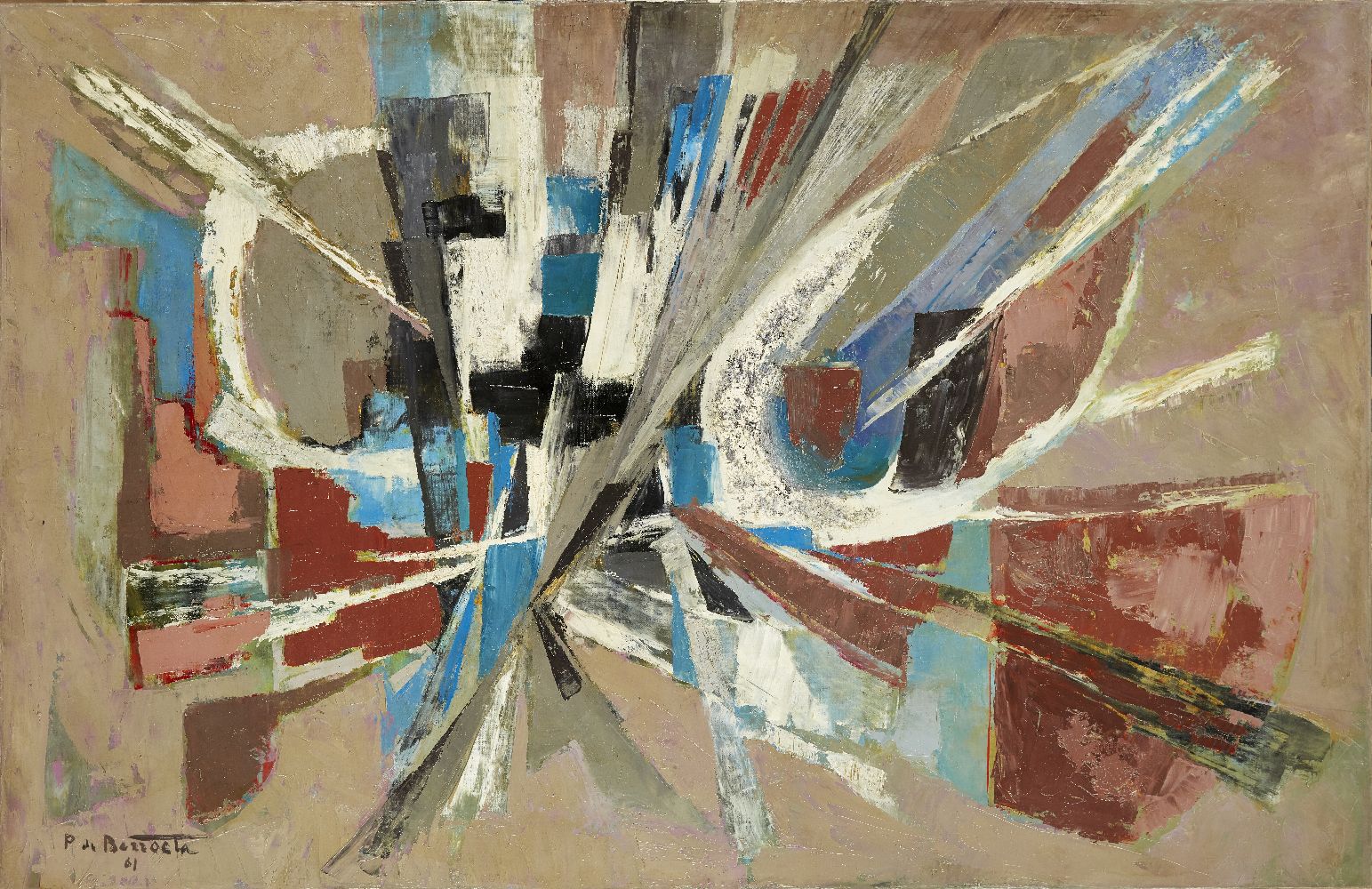 Pierre de Berroeta, French 1914-2004- Composition, 1961: oil on canvas, signed and dated 61 lower