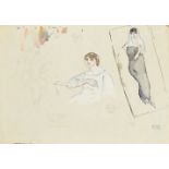 Jules Pascin, Bulgarian/American 1885-1930- Etudes de figures (studies of figures); watercolour, ink