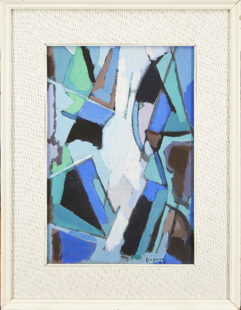 Antonio Corpora, Italian 1909-2004- Abstract in blue and green, 1948; gouache on card, signed and - Image 3 of 4