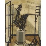 Claude Venard, French 1913 - 1999- Sculpture et Musique; oil on canvas and pencil, signed lower