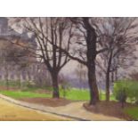 Ernest Jules Renoux, French 1863-1932- Jardin et Palais du Trocadéro; oil on panel, signed lower