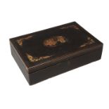 A Chinese export lacquer box, mid-19th century, decorated to the cover with figures in a