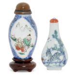 A Chinese porcelain doucai snuff bottle, 19th century, decorated with a deer beneath a pine tree