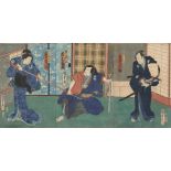 Utagawa Kunisada, Japanese 1786-1865, Three Actors, Onoe Kikujirō, Ichimura Kakitsu, and Bando