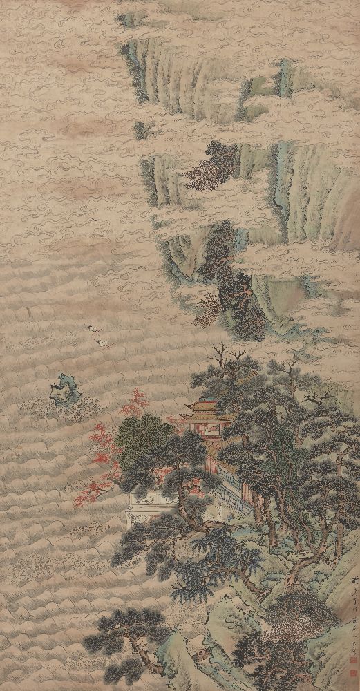 20th century Chinese School, ink and colour on paper, hanging scroll, scene from the legend of