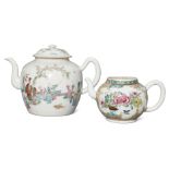 Two Chinese porcelain teapots, 18th and 19th century, each painted in famille rose enamels, one
