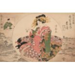 Torii Kiyomine, Japanese 1787-1868, Courtesan Toyoura of the Akatsutaya, from the series