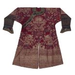 A Chinese kesi woven silk 'nine dragons' court robe, late Qing dynasty, decorated with nine five-