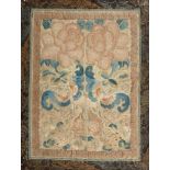 A Chinese silk embroidered panel, late 19th century, decorated with a pair of butterflies and