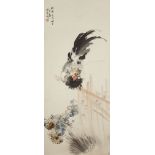 ZHANG SHULU (1899-1956), ink and colour on paper, hanging scroll, study of a chicken, 120cm x