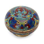 A Chinese cloisonné circular box and cover, Ming dynasty, 16th/17th century, decorated in vivid