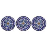 Three Chinese Canton enamel plates, mid-19th century, each painted with a shou character to the
