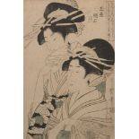 Kitagawa Utamaro, Japanese 1753-1806, Akashi of the Tamiya, late 18th century, woodblock print