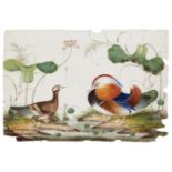 Five Chinese gouache paintings on rice paper, late 19th century, three depicting birds, 15cm x 24cm,