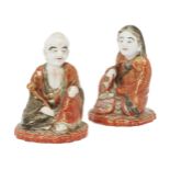 A pair of Japanese Kutani figures, Meiji period, each signed Dai Nippon Kutani to base, male and