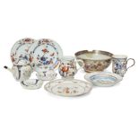 Ten pieces of Chinese export porcelain, 18th-19th century, comprising a punch bowl, 26cm diameter,