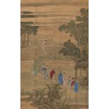 YU ZHIDING (Attributed to, 1647-1716), ink and colour on silk, hanging scroll, dignitaries