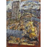 John Keane, British b.1954- Demolishing Divis, 1989; PVA/collage on paper, signed, titled and