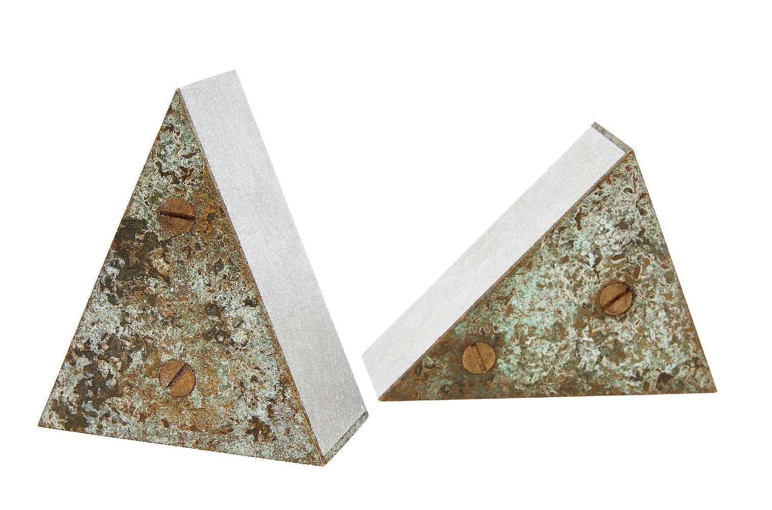 Robert Marsden, British b.1947- Slice; aluminum and patinated brass, a pair, both dated 11.2007,