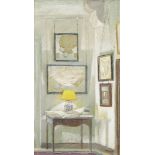 Alec Cobbe, Irish b.1945- Lobby with Estate Maps; oil on board, signed and dated 1998, 32x19cm, (