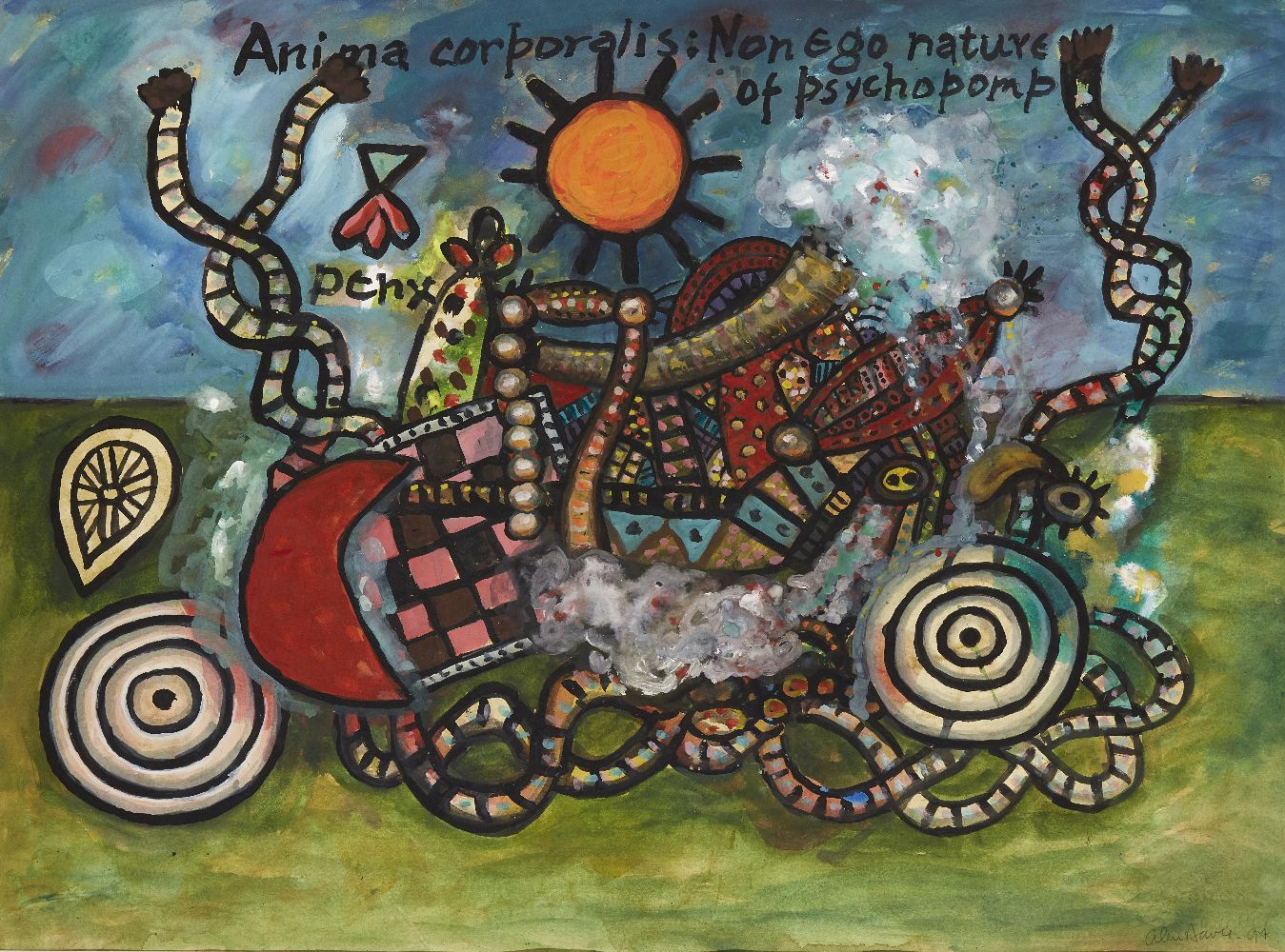 Alan Davie CBE RA HRSW, Scottish 1920-2014- Anima Corporalis: Non ego nature of psychopomp, 1997;