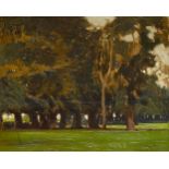 Frederick Hall NEAC, British 1860-1948- Park landscape; oil on panel, signed, 32x40cm Provenance: