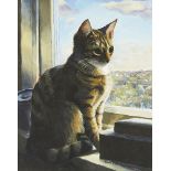 Celia Pike, British b.1952- Chester by the window; gouache, signed, 30x25cm, (ARR) Provenance: