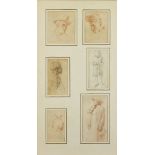H M F Taylor NEAC, British exh.1921- Figures and head studies; six drawings in red and black chalk