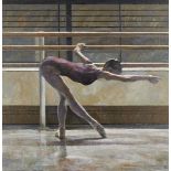 Fletcher Sibthorp, British b.1967- Royal ballet Student III; oil and pastel on canvas board,