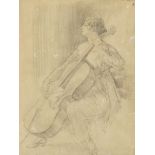 Follower of Augustus Edwin John OM RA, British 1878-1961- Sketch of Mme. Suggia; pencil on buff