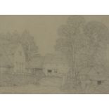 Samuel John Lamorna Birch RA RWS, British 1869-1955- Study of an old Cornish farm; pencil on grey