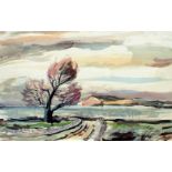Rowland Suddaby, British 1912-1972- Road to the Lake; watercolour, signed, 106x55cm, (ARR)Please