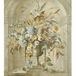 Terence Loudon, British 1900-1949- Still life of mixed flowers in an urn; oil on canvas, signed,