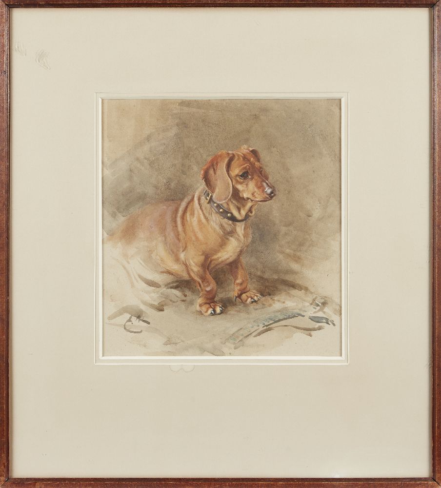 Edwin John Alexander RSA RSW RWS, Scottish 1870-1926- Dachshund; watercolour, signed with - Image 2 of 2