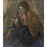 Peter Greenham RA CBE, British 1909-1992- Study of two children; oil on canvas laid down on board,