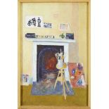 Elsbeth Juda, German/British 1911-2014- Studio Fireplace; oil on canvas, dated 1990, 76.5x51cm (
