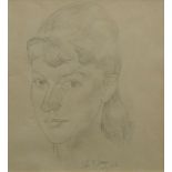 Sir Stanley Spencer CBE RA, British 1891-1959- Portrait of a girl; pencil on paper, signed and dated
